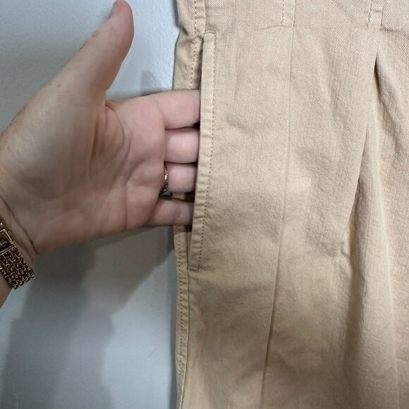 Maeve Anthropologie Culotte Wide Leg Cropped Pants Size 6 Beige High Waisted - Picture 2 of 9